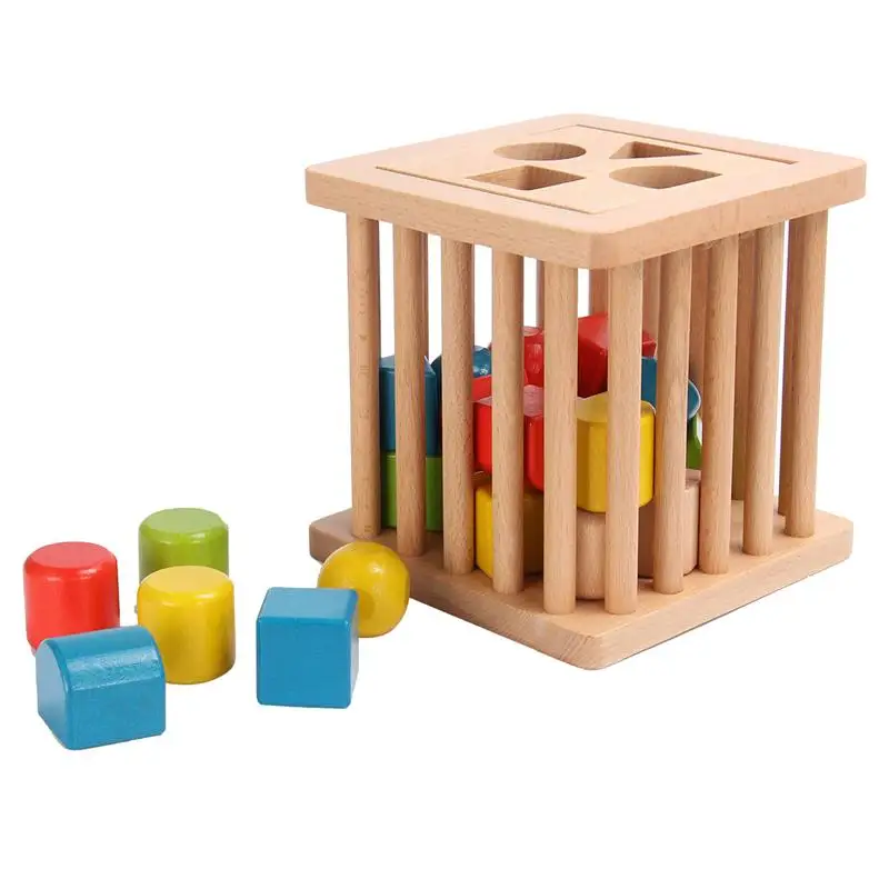 

1 Set Building Block Geometric Shape Educational Wood Puzzle Recognition Box Matching Toys for Toddlers Kids