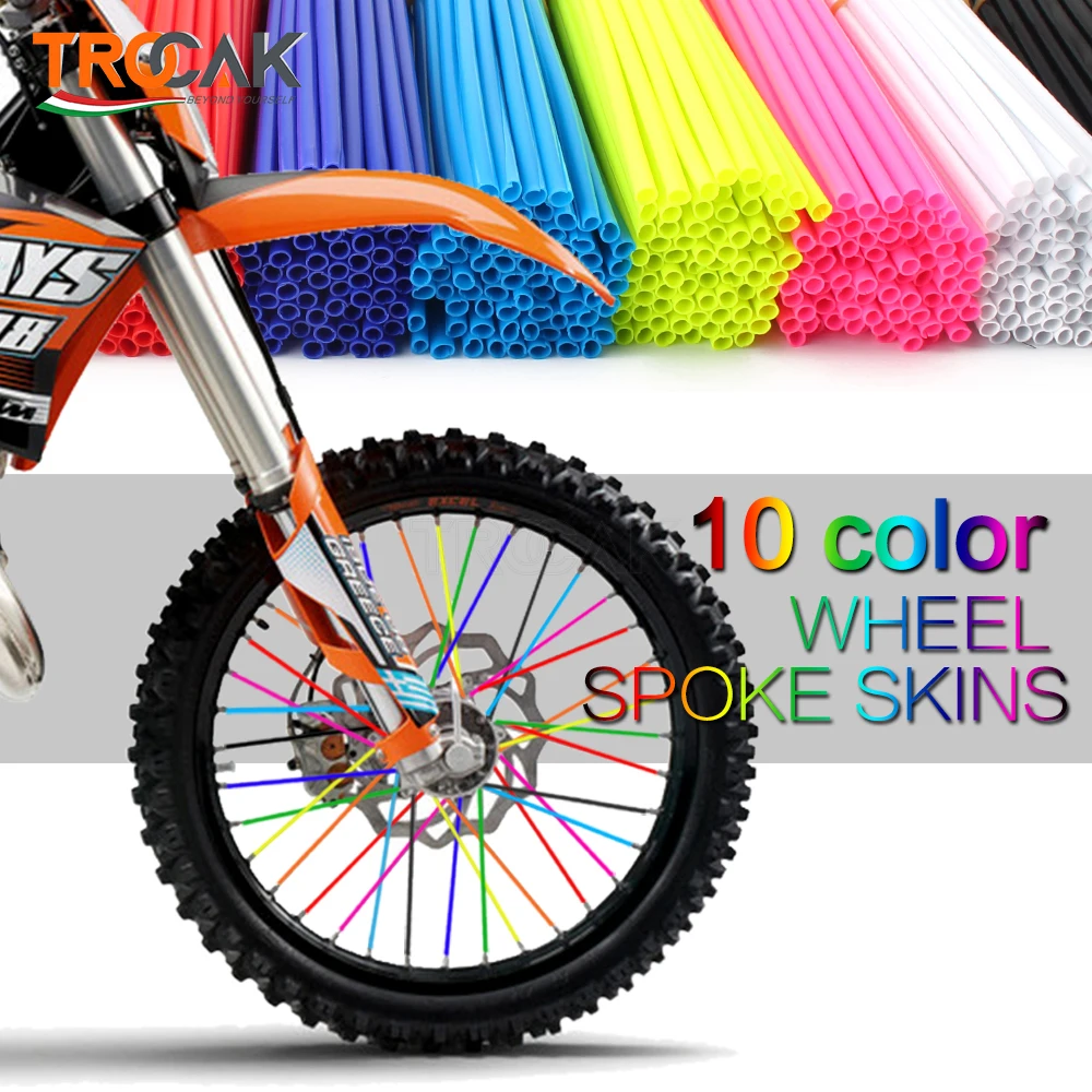 

72Pcs Motorcycle Wheel Spoked Protector Wraps Rims Skin Trim Covers Pipe For Motocross Bicycle Bike Cool Accessories