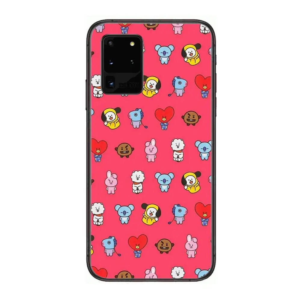 

Stylish BT21 back shell Phone cover hull For SamSung Galaxy S 6 7 8 9 10 20 21 Plus Edge E note 5G Lite Ultra black soft bumpe