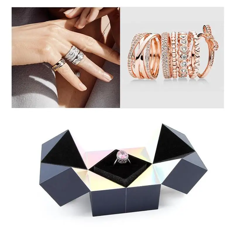 

Personalized Valentine's Day Gift 100 Language I Love You Rings with Jewelry Box Creative Ring Bracelet and Puzzle Jewelry Box