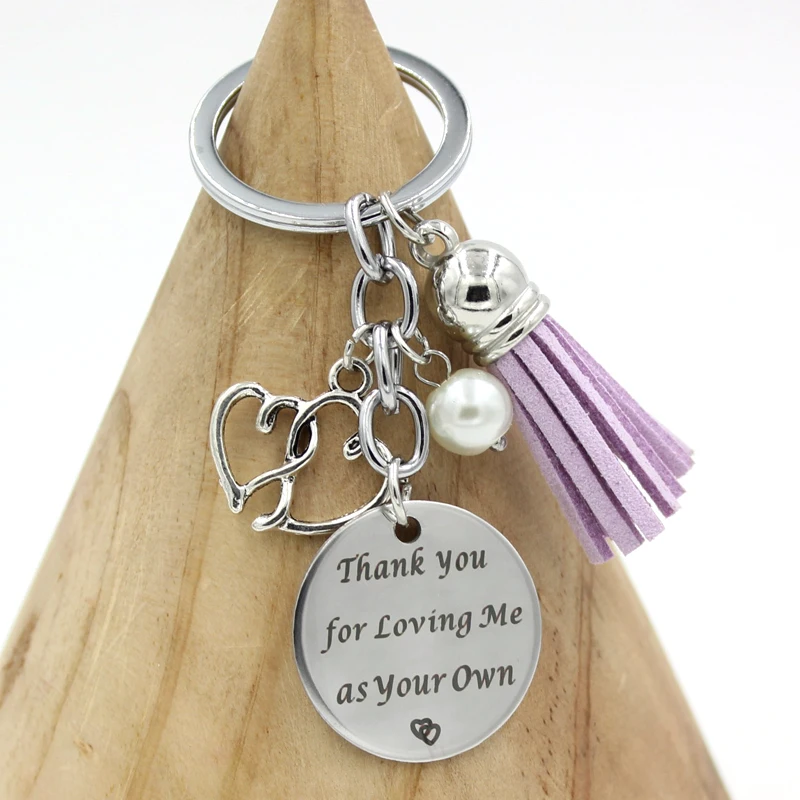 

New Arrival Step Mom Gifts Tassel Keyring Thank you for Loving Me as your Own Keychain Jewelry Mother's Day Gifts Birthday Gifts