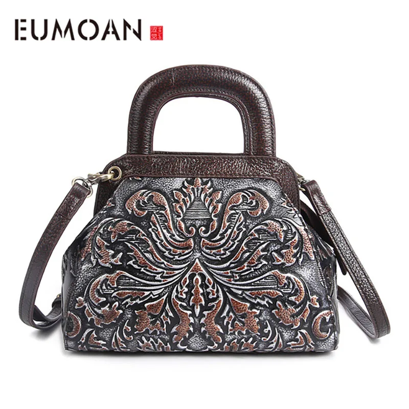 EUMOAN брендовая новая Ретро сумка из тисненой кожи ручная работа кисть Цветная