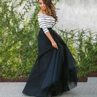 Изящные длинные тюлевые юбки на заказ, пятислойные черные мягкие юбки для подружек невесты, винтажные юбки в пол для свадебной вечеринки