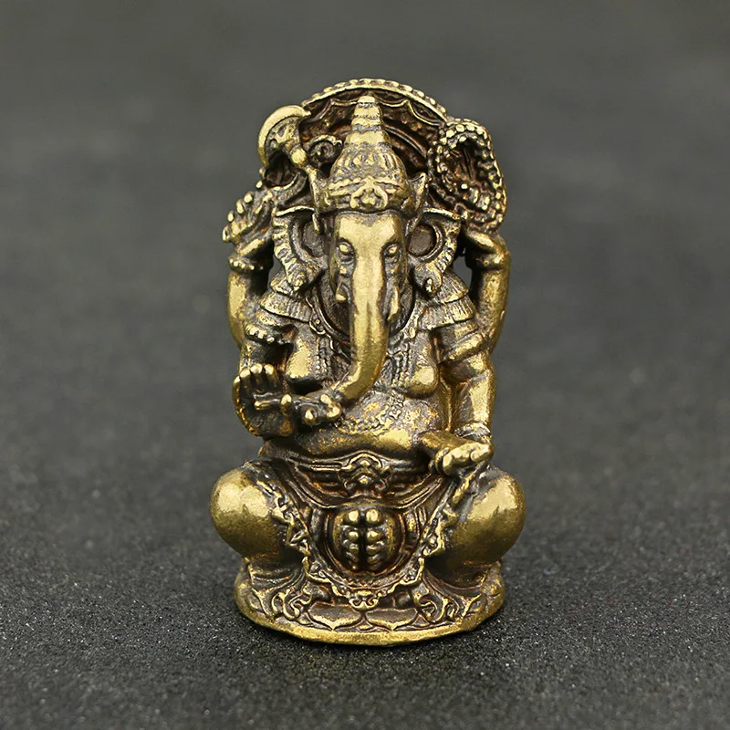 

Vintage Brass Ganesha Statue Pocket India Thailand Elephant God Figure Sculpture Home Office Desk Decorative Ornament