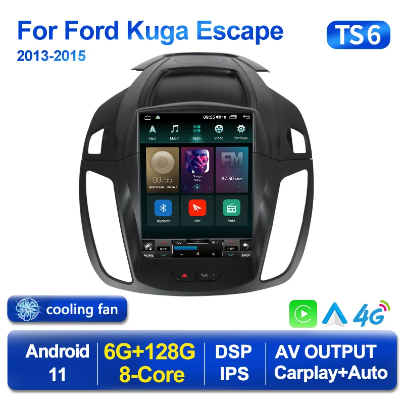 NaviFly Android 11 для Tesla Style For Ford Kuga 2 Escape 3 2012 2019 автомобильное радио мультимедийный