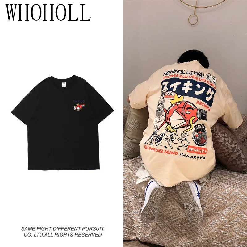 

Summer Couples T-shirts Cartoon Printed Short Sleeve T-shirt For Men And Women With Harakuju Style Loose Half Sleeve For Lovers