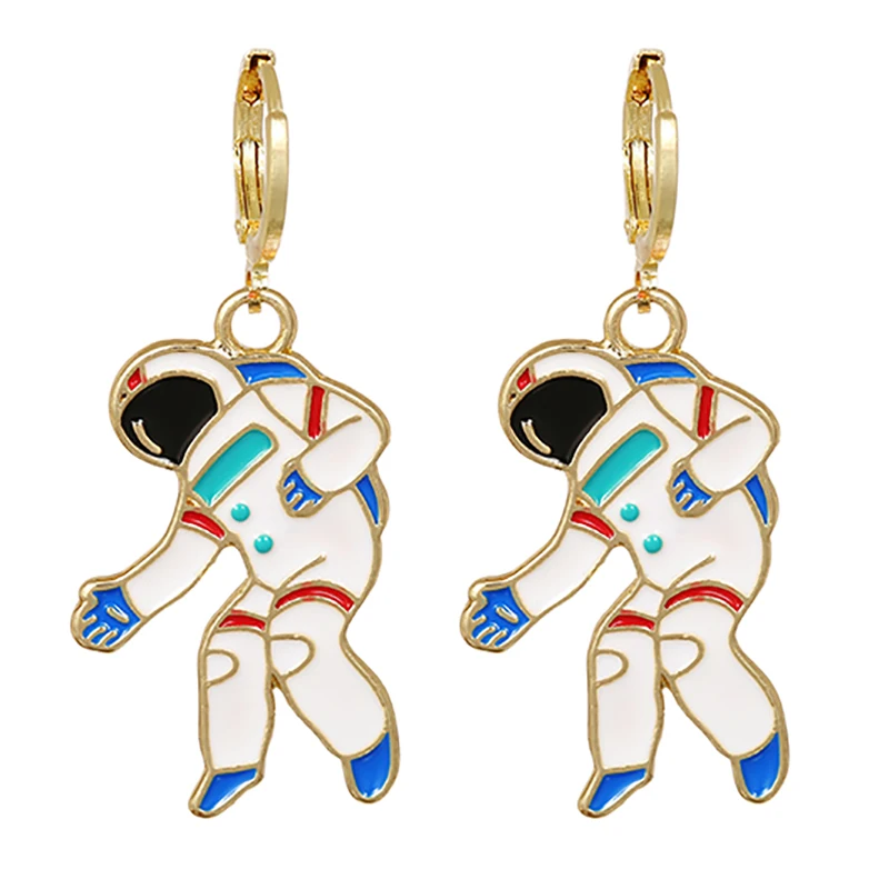 

ZHINI New Design Customize Astronaut Dangle Drop Earrings for Women Personality Asymmetric Statement Earring Party Jewelry Gift