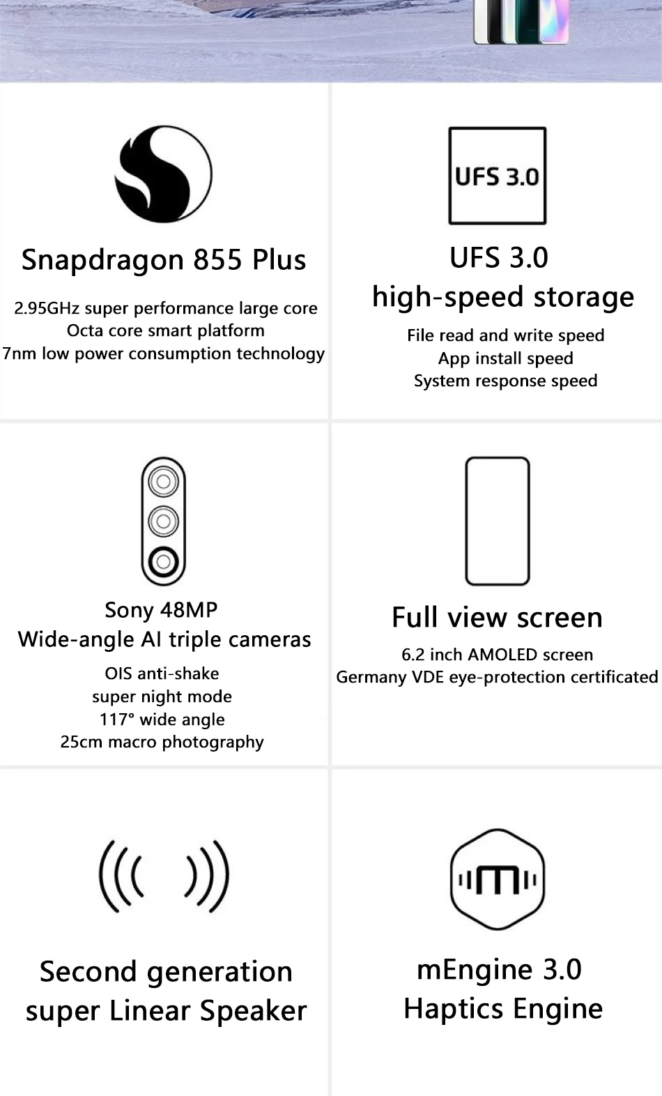 Meizu 16S Pro VOLTE 4G LTE 128G Snapdragon 855 Plus Восьмиядерный задний 48MP 6," FHD+ NFC сотовый телефон