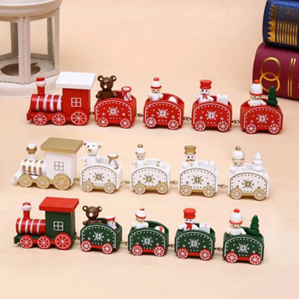 

Christmas Wooden Train Merry Christmas Ornaments Santa Claus Xmas Decoration For HomeGift Natal Navidad 2022 New Year