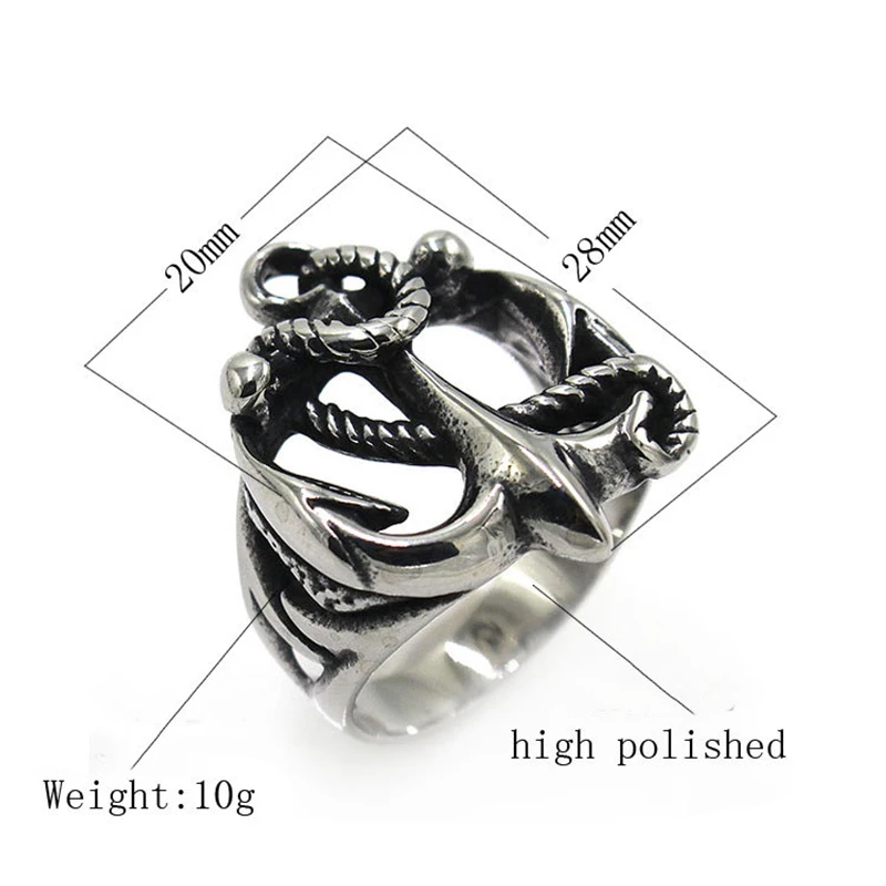

Vintage Style Navy Wind Anchor Titanium Steel Ring Men's Accessories Gifts