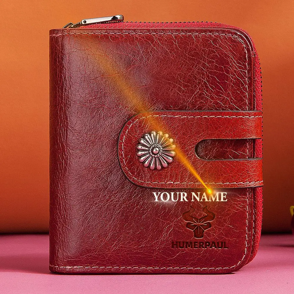 Бесплатная гравировка 100% натуральная кожа Женский кошелек портмоне женский