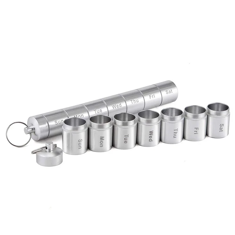 

Aluminum Pill Box Case Capsule Shape Keychain Outdoor Waterproof Pocket Pill Holder Container Delicate Medicine Organizer Box