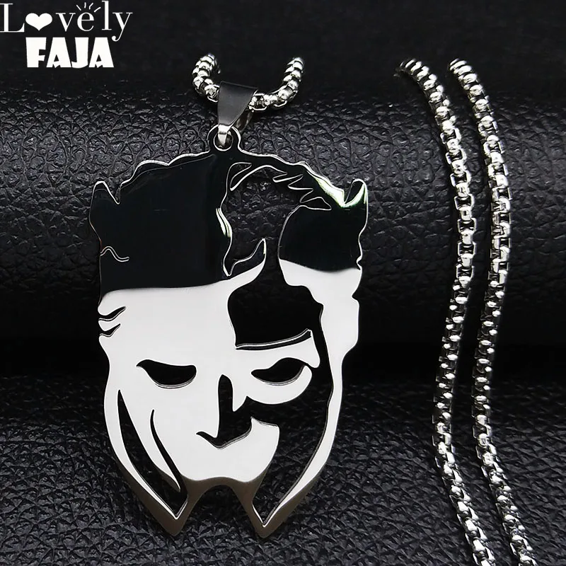 

2022 Fashion Satan Stainless Steel Chain Necklace for Men Silver Color Necklace Jewelry Christmas Gift cadena hombre N3021S03