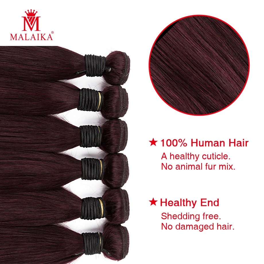 Малаика волосы перуанские прямые пряди с закрытием не Remy человеческие 6 Пряди