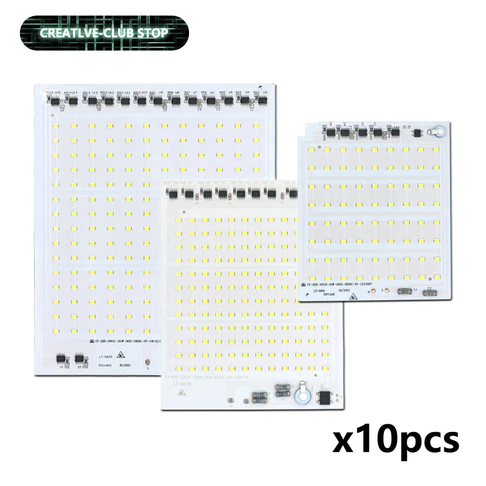 10Pcs LED Chips AC220V 230V 10W 20W 30W 50W 100W 150W 200W SMD2835 LED Light Bulb No Need Driver For DIY Lighting Module Matrix