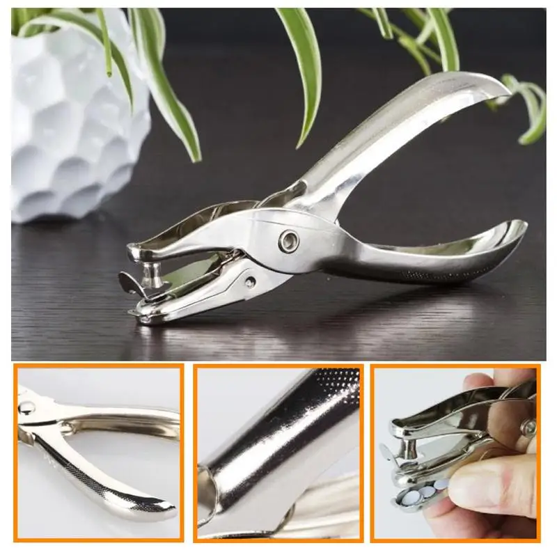 

School Office Metal Hand-held Punching Machine Punching Student Checker Pliers Stationery Single Office Supplies Hole Ticke M6I2