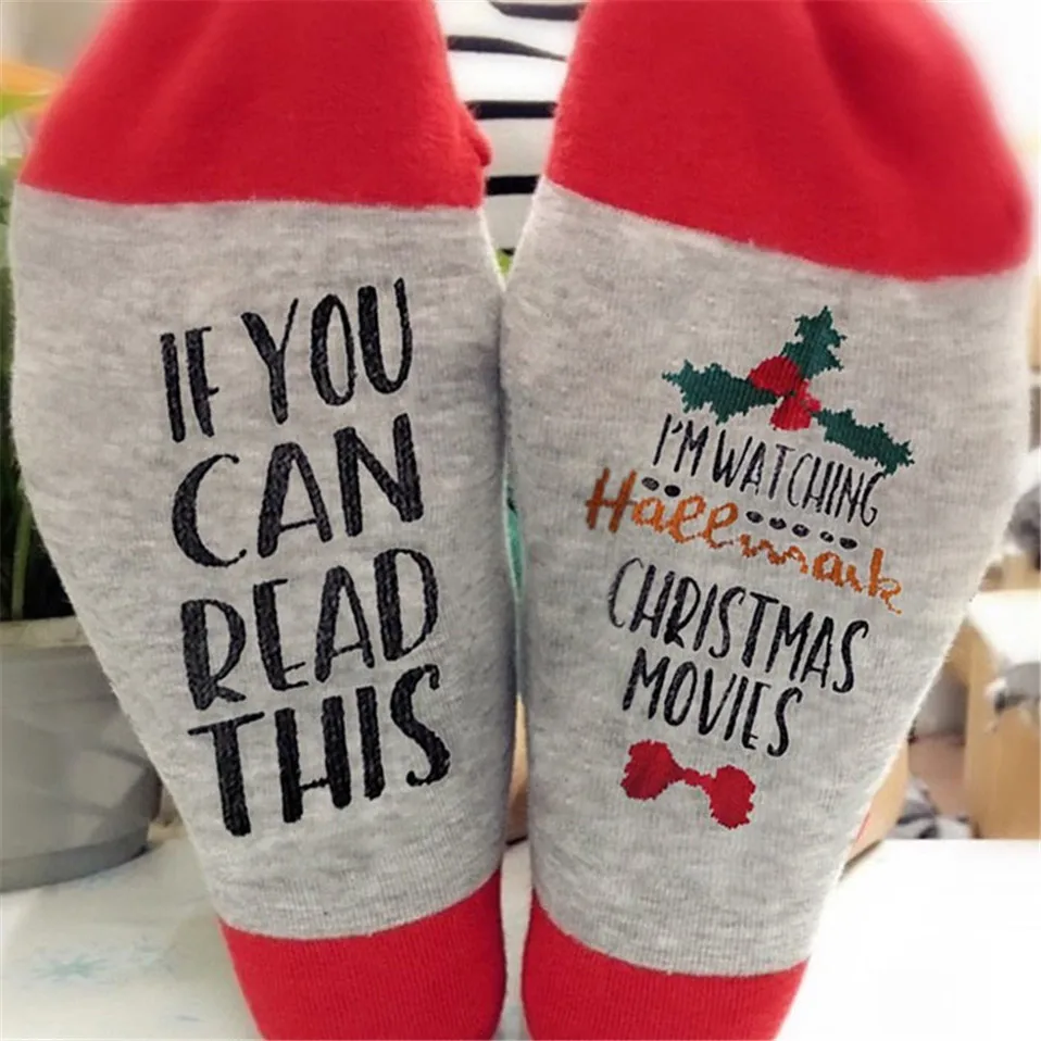 New Custom Wine Socks If You Can Read This Christmas Watching Movies Autumn Spring Winter Halloween Sock Year Gift | Женская одежда