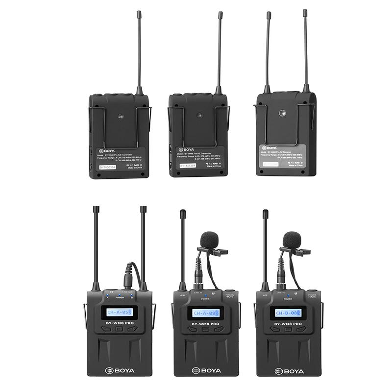 

BOYA BY-WM8 Pro-K2 UHF Dual-Channel Lavalier Wireless Microphone System 2 Transmitters & 1 Receiver with LCD Screen for Canon Ni