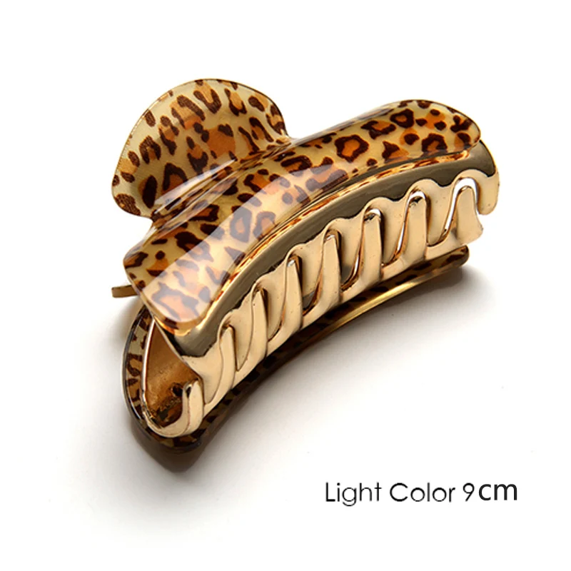 90mm Light Color Корейский женский стиль, леопардовые заколки для волос, крабы, когти, акрил, животный узор, заколки для волос, для женщин, девушек, аксессуары для волос - Цвет: 90mm Light Color