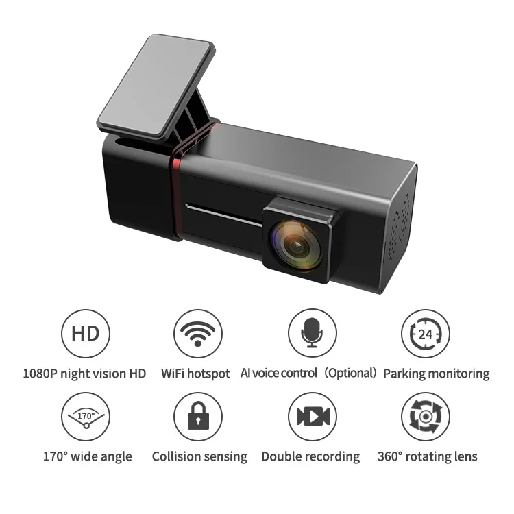 

Hidden Driving Recorder Dual Lens Rotating Camera 1080P 24 Hours Parking Monitoring Night Vision Voice Control WIFI Car