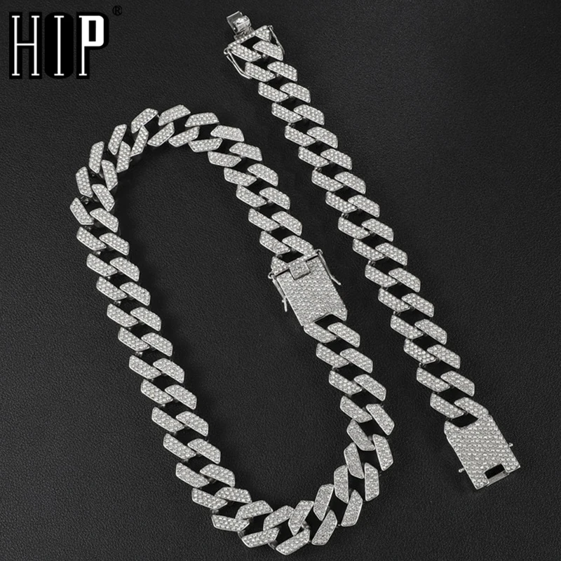 Мужской браслет в стиле хип хоп полностью покрытый стразами 20 мм|Цепочки и