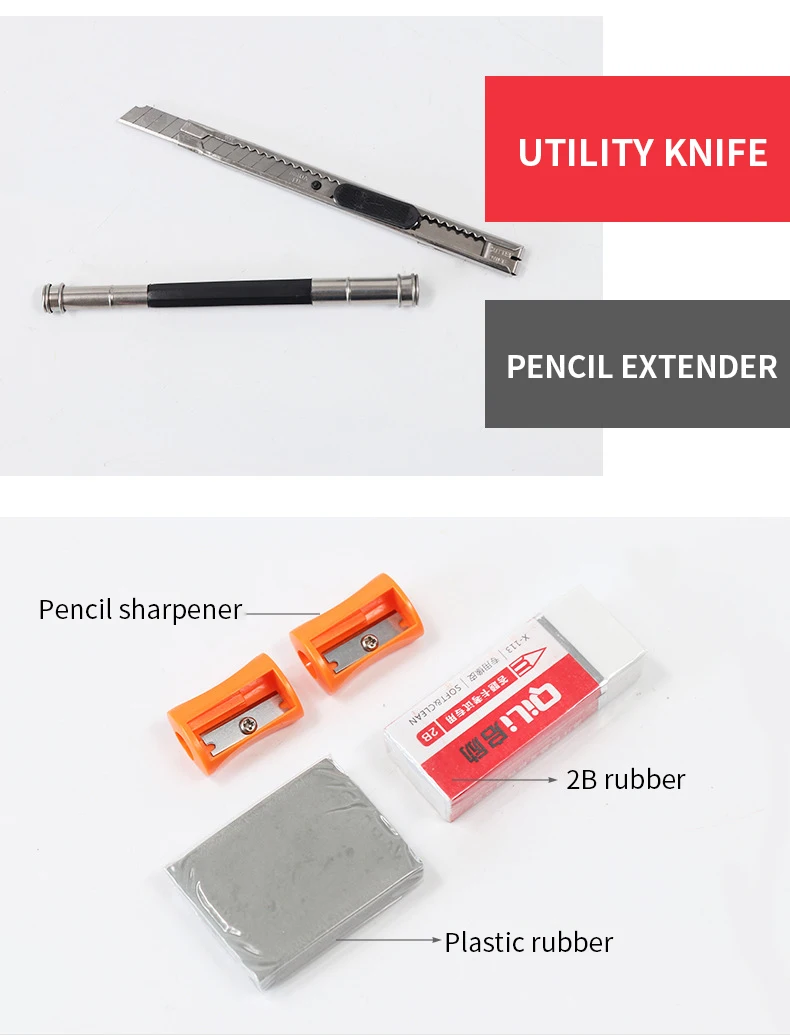 30Pcs Sketch Painting Set With Iron Box Stuends Sketch Drawing Pencils Charcoal Earser Extender Utility Knife Stationery Set
