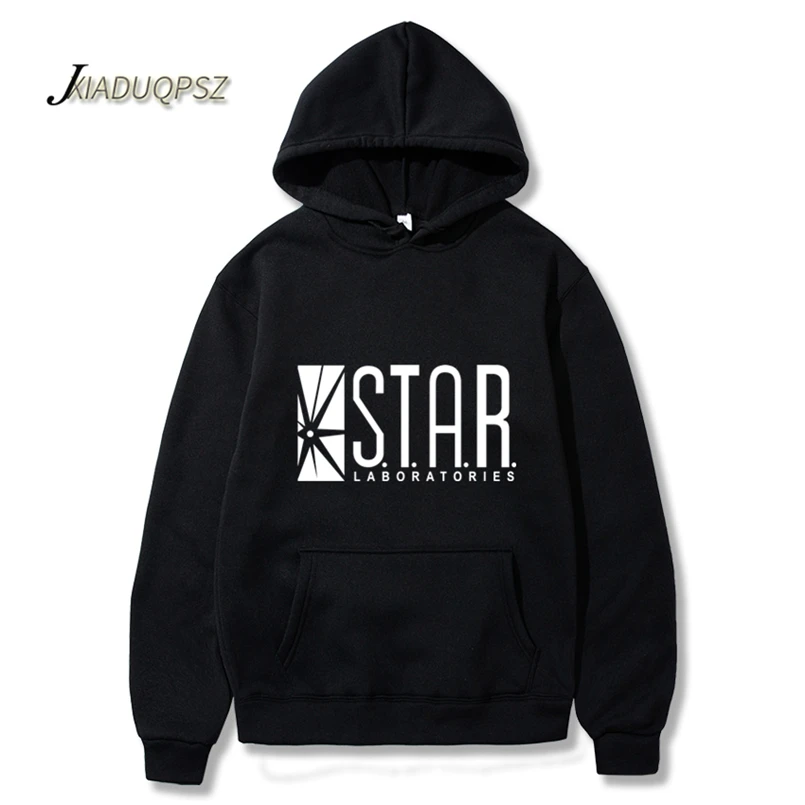 Мужская толстовка с капюшоном STAR S. T. A. R. labs черная Супермен 2019|Мужские толстовки и