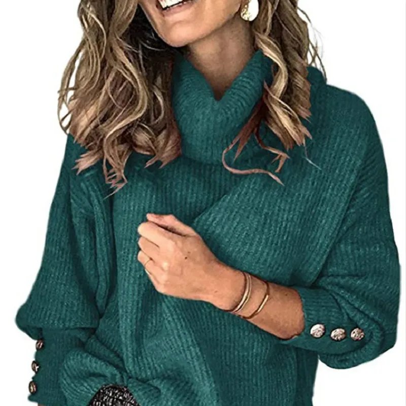 

New High Quality Pure Color Turtleneck Knitted Pullover Sweater Women fall 2020 women clothing woman dress