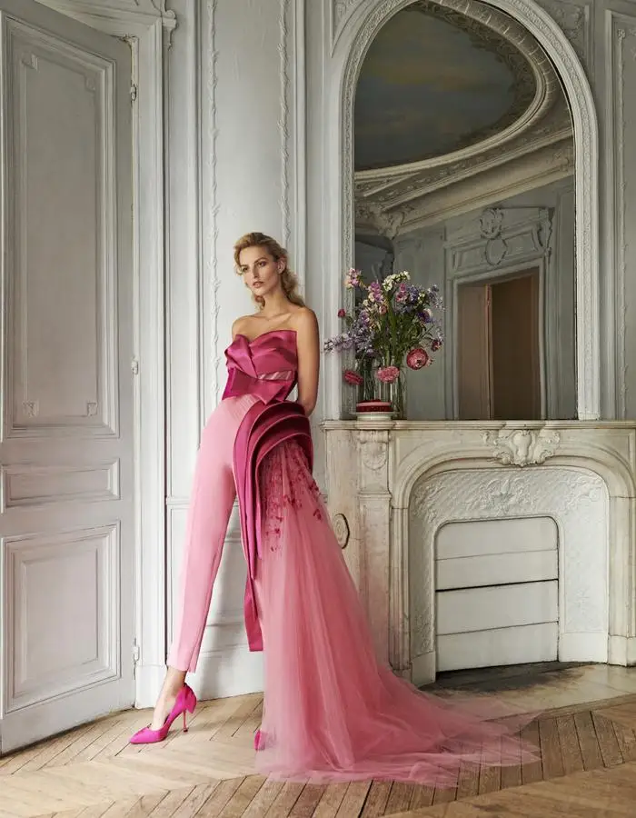 Розовый выпускной комбинезон с возлюбленным кружевное атласное аппликацией