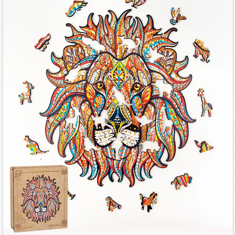 Деревянный пазл красочный Лев тигр животные набор интересные обучающие игры