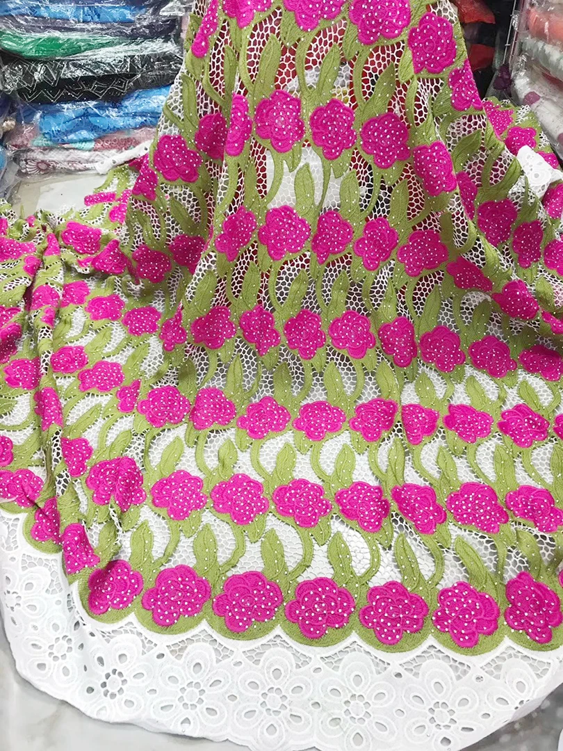 2020 Высококачественная швейцарская гипюровая кружевная ткань с камнями вуаль