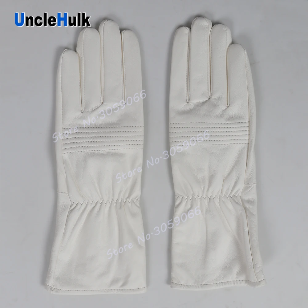 Перчатки из натуральной кожи Super Sentai молочно-Белые для мотоциклистов только один