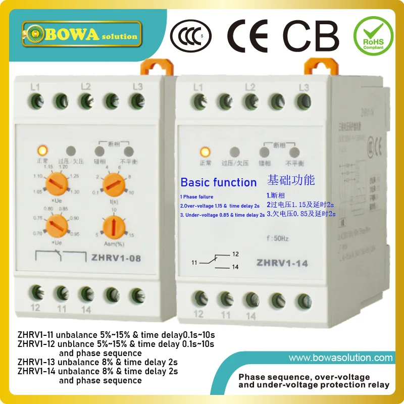 ZHRV1 Voltage control Relay with fixed settings (1.15 overvoltage 0.85 undervolatge and 2s delay) adjustable unbanlance | Бытовая