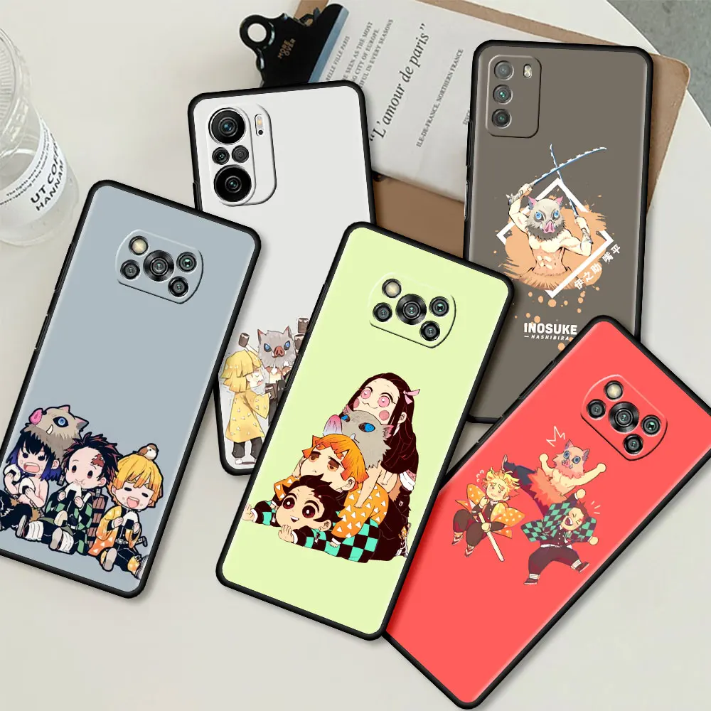 

Tpu Phone Case for Xiaomi Mi Poco X3 NFC M3 Pocophone F1 F3 GT Redmi K40 Pro For Mi 10T Pro Soft Cover Cartoon Demon Slayer
