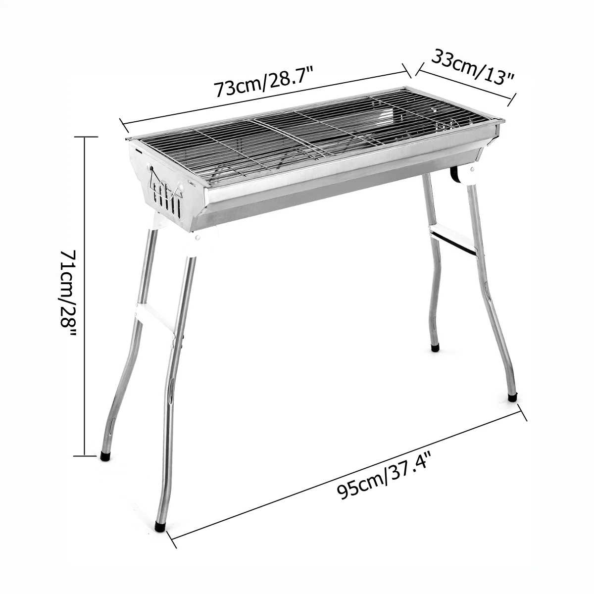 

Portable Stainless Steel BBQ Grill Non-stick Surface Folding Barbecue Furnace Outdoor Camping Picnic Tool Up To 5-18 person