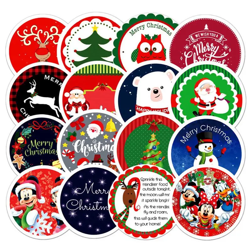 

50pcs Stickers Christmas Deer Santa Claus Snowman Children Gift Sticker DIY for On Skateboard Suitcase Luggage Stickers