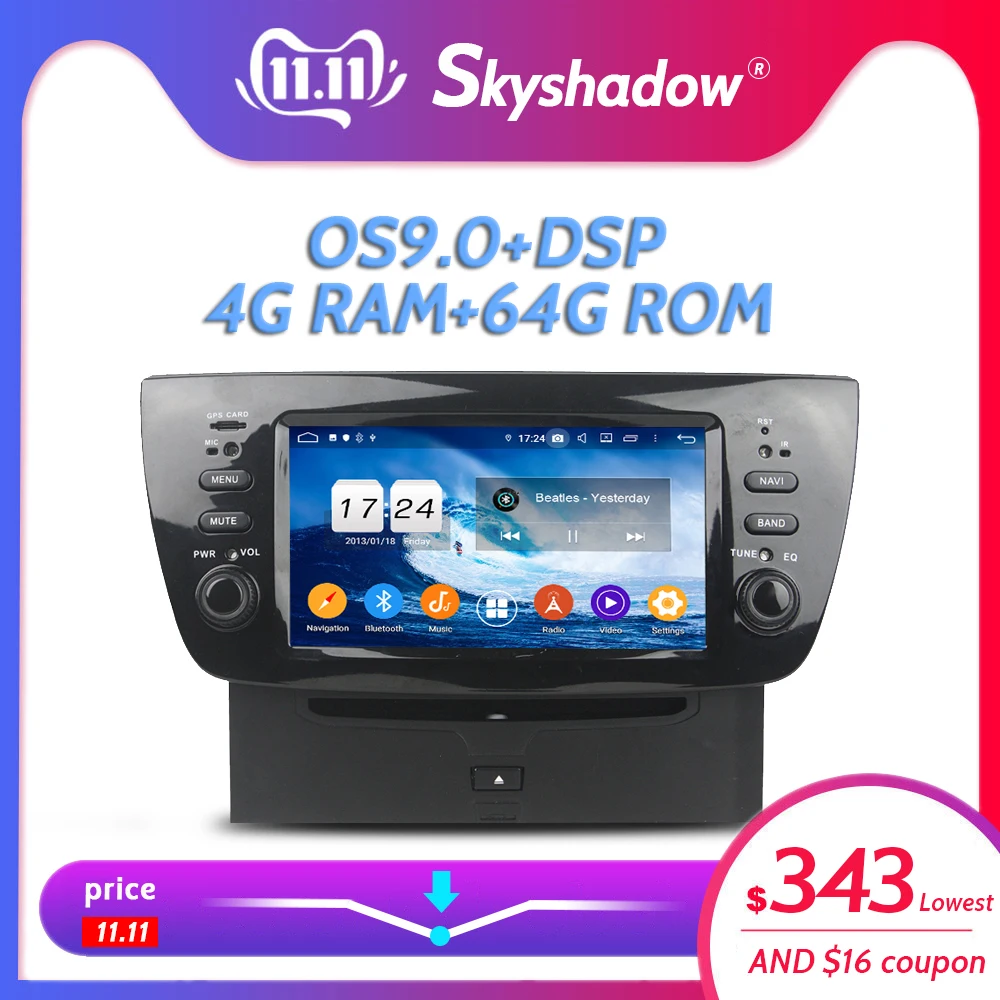 Автомобильный DVD-плеер IPS DSP Android 10 0 4 Гб ОЗУ 64 ПЗУ Wi-Fi 4G Bluetooth RDS радио GPS карта для FIAT