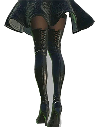 Для НИР автоматов 2B YoRHa № 2 Тип B Косплэй костюм из телепередачи мастера меча онлайн; обувь; ботинки повязки Обувь на высоком каблуке черного цвета выше колена; Соблазнительные кожаные ботинки