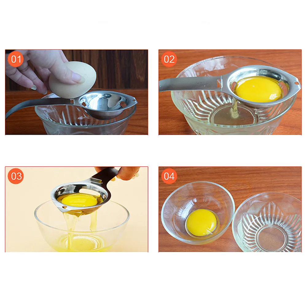 Нержавеющая сталь Яичный желток Белый сепаратор инструмент для кухни серебро