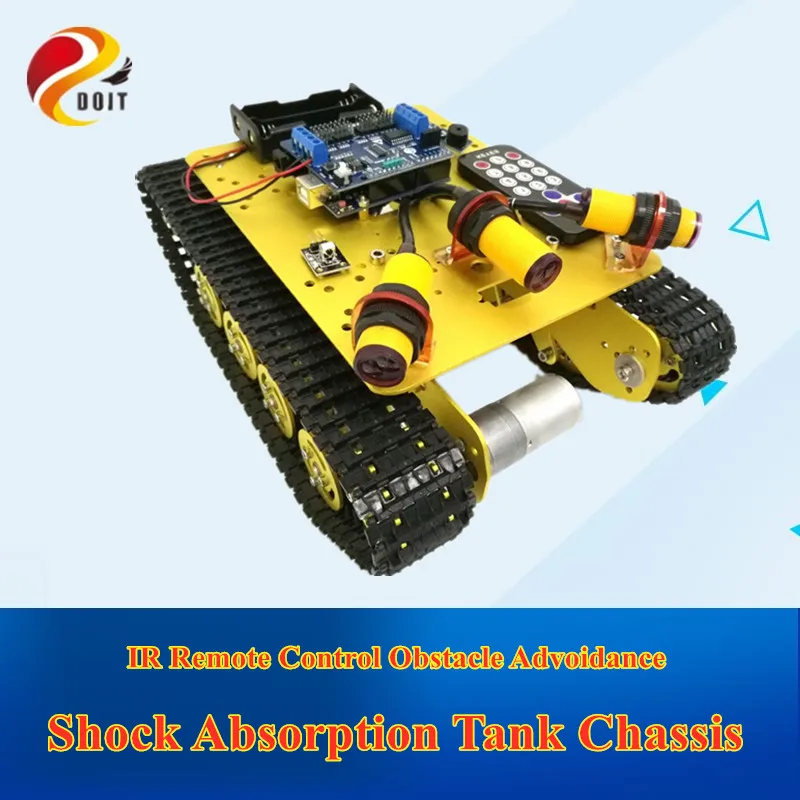 Амортизирующий гусеничный робот танк DOIT TS100 с ИК управлением шасси для сбора