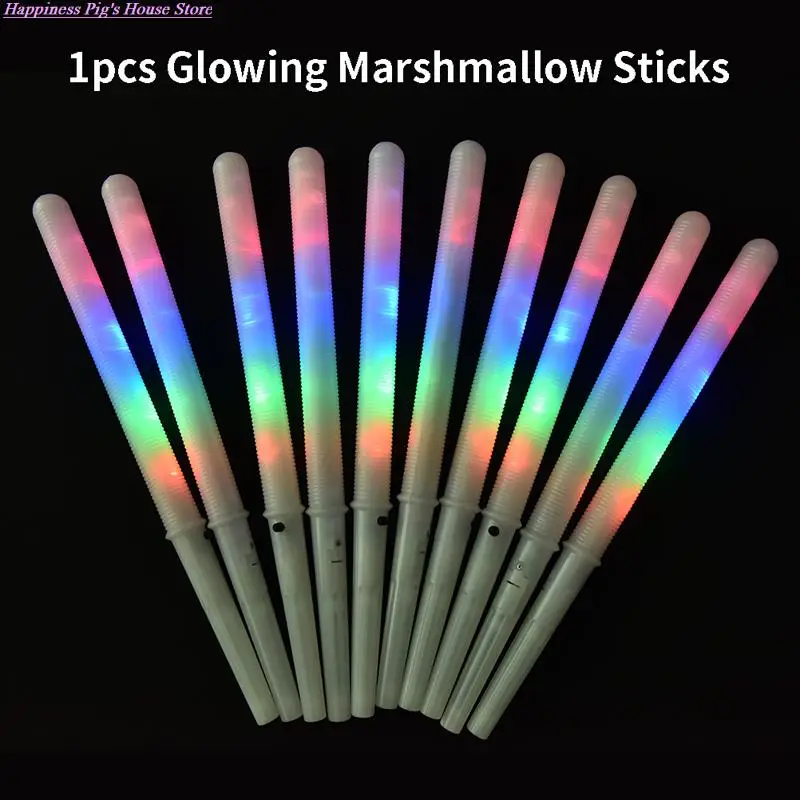 

LED Light Up Cotton Candy Cones Colorful Glowing Marshmallow Sticks Impermeable
