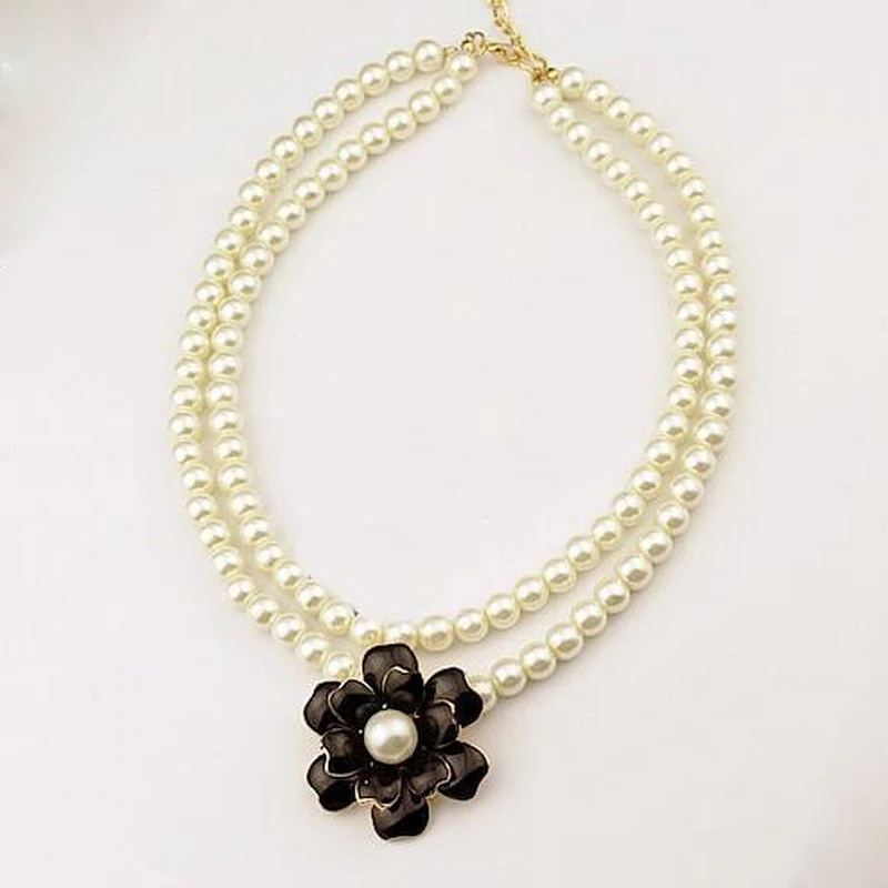

Camellia double women deserve to act the role of fashionable joker pearl necklace sweater chain petal length