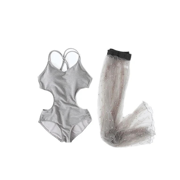 Сексуальный сплошной треугольный купальник с юбкой из бисера женский купальный