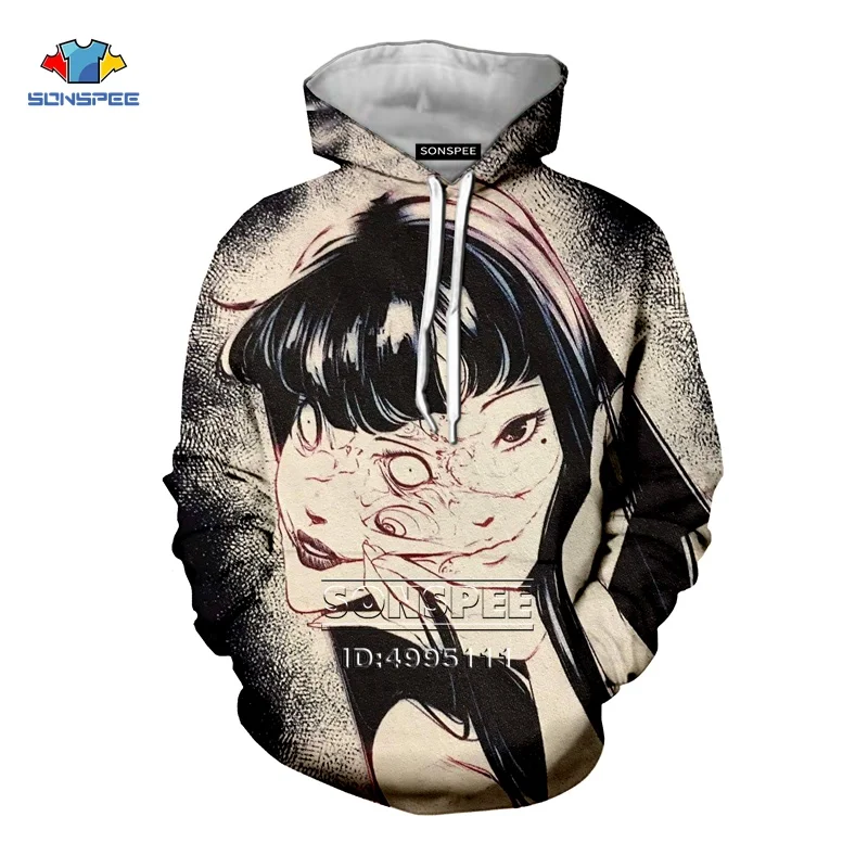 9 SONSPEE Japan Junji Ito Horror Manga 3D Print Men Women Hooded Hoodies Sweatshirts Pullover Casual Hip Hop Autumn Tops - Цвет: 9