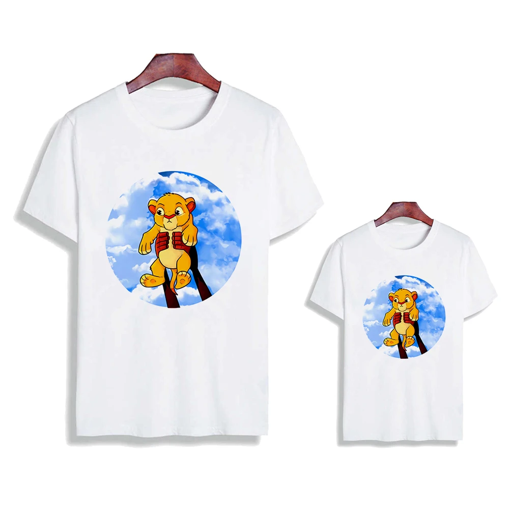

Cartoon T-shirt Mother and Daughter Dress Lion King Movie Children's Short Sleeve Couple Tops Summer Fashion Street Family Look