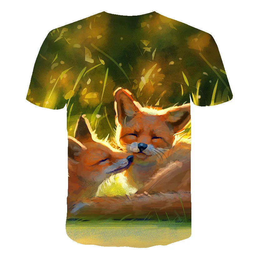 

2021 New Summer Kids 3D T shirt Animal Fox Short Sleeve Children T-shirt Boy Girl Spring Fashion Clothing O Neck Tee Tops