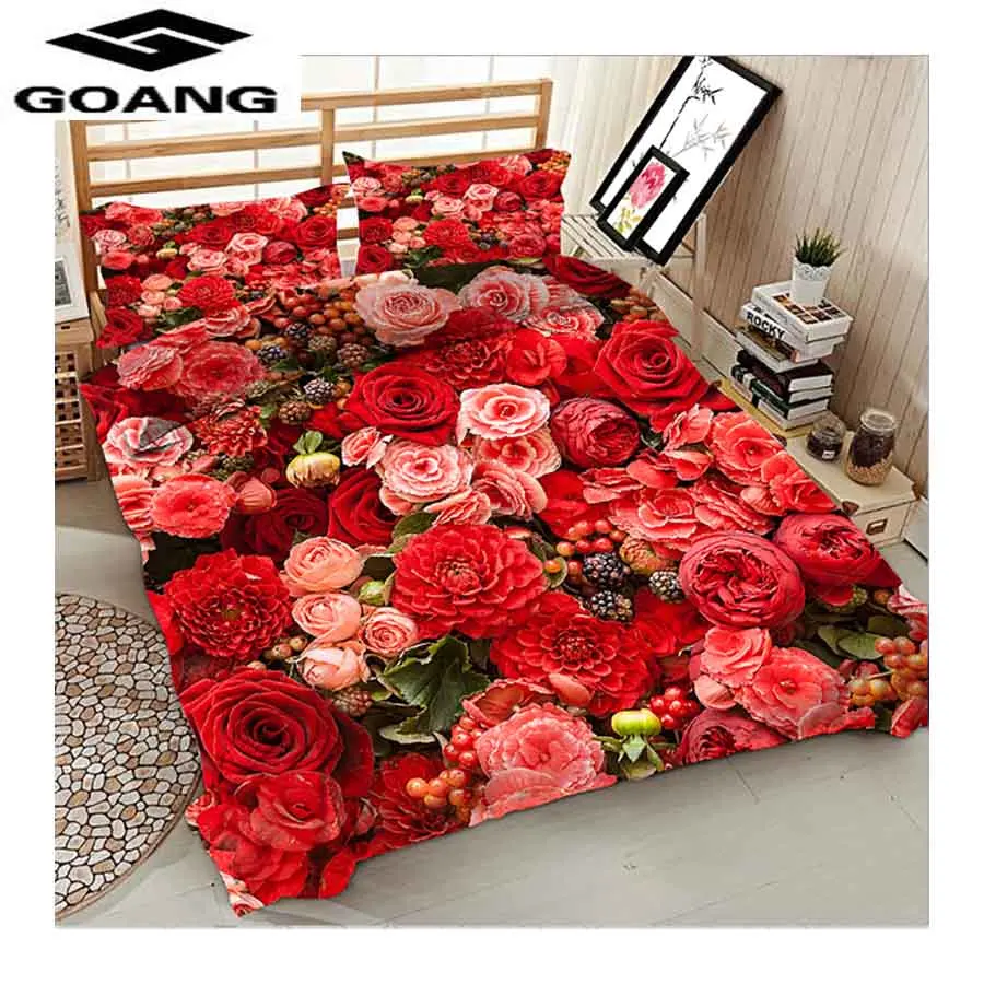

GOANG luxury comforter bedding sets duvet cover 240/220 pillowcases king size bedding set Euro bedding home textile rose flowers