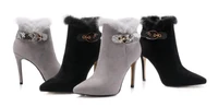 womens high heel ankle boots new thin heel waterproof platform fallwinter fleece frosted womens ankle boots