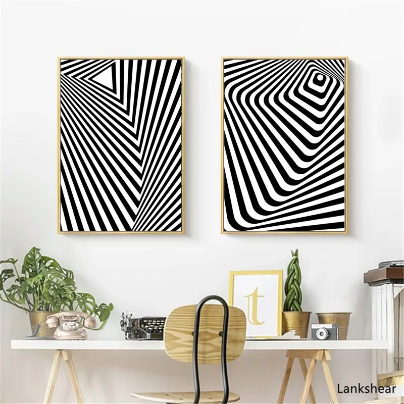 Black And White Line Geometry Abstract Canvas Art Print Painting Poster Wall Pictures For Home Decoration Bedroom HD Artwork | Дом и сад