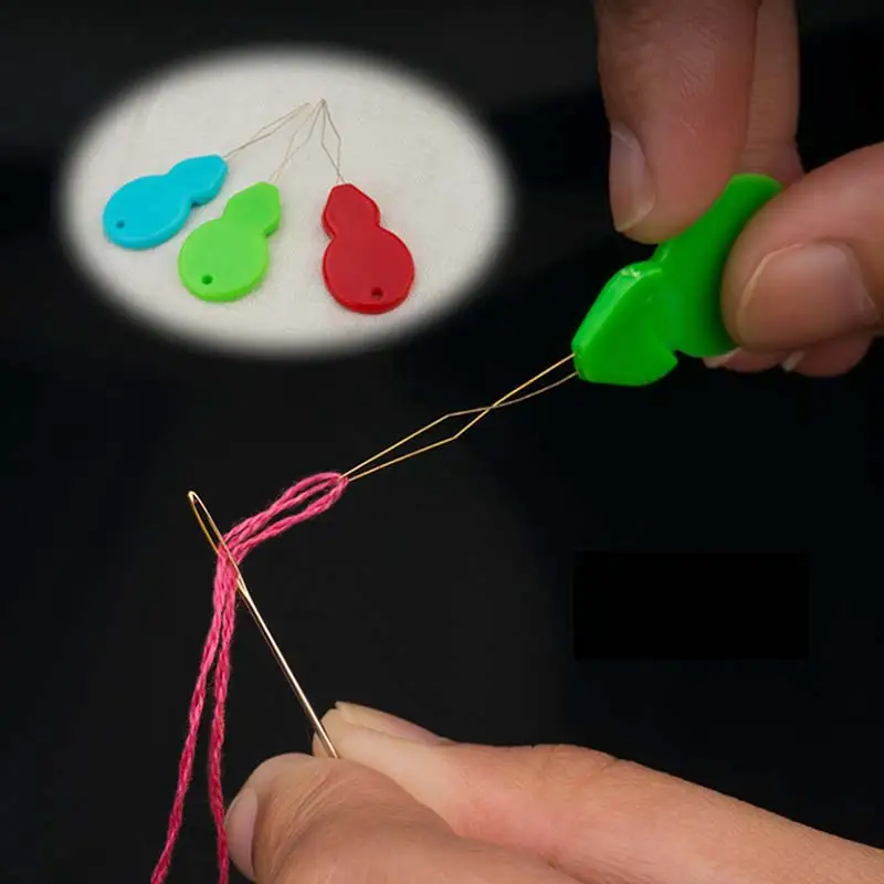 

New 50pcs/set Hand Sewing Stitch Wire Needle Threader Thread Guide Tool Needlework DIY Craft Tool Color Random